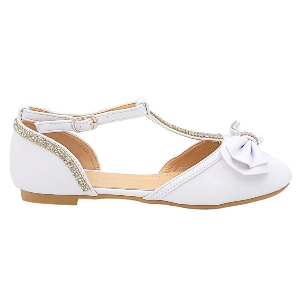 AXZ Adorababy Youth Girls T-Strap D'orsay Ballet Flats Size US 3 White BA0058 - Picture 2 of 5